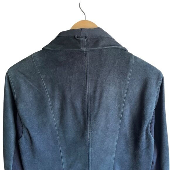 VEDA Black Suede Leather Jacket Wool Knit Panels Underarms Women’s Medium - Picture 9 of 14